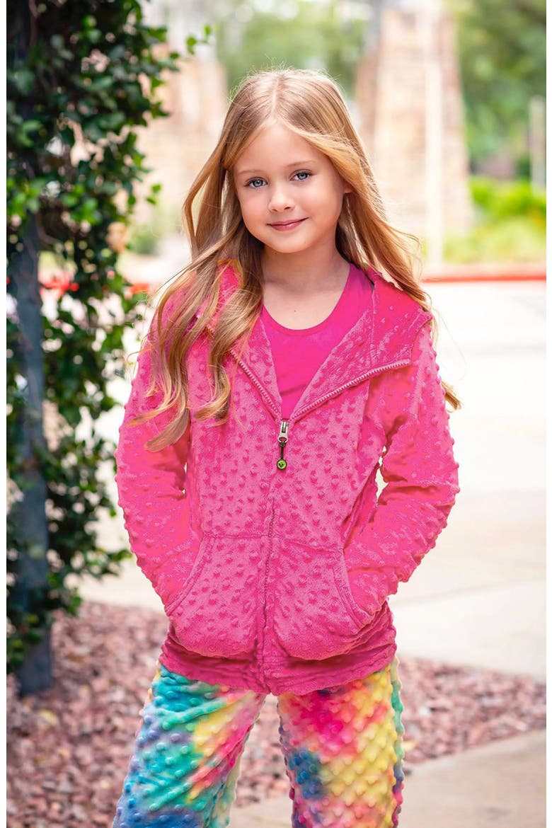 Minky Bubble Zip Hoodie, Alternate, color, Fuchsia