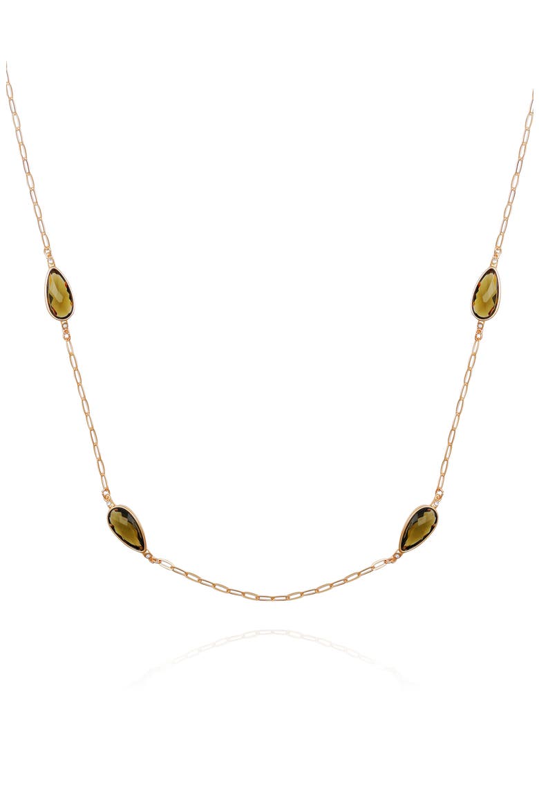 Oval Station Necklace, Main, color, OLIVE/ GOLD TONE