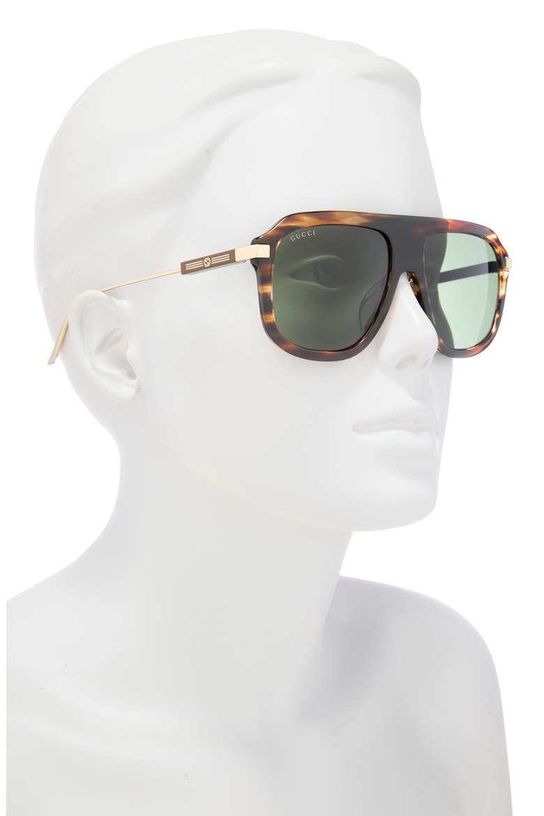 57mm Aviator Sunglasses, Alternate, color, HAVANA GOLD GREEN