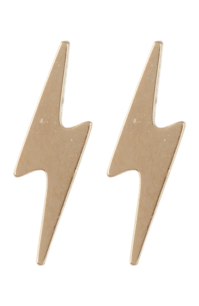 CANDELA JEWELRY 14K Yellow Gold Lightning Stud Earrings, Alternate, color,