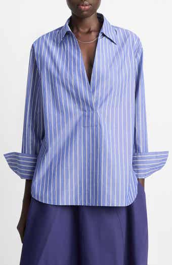 Stripe Relaxed Cotton Popover Shirt