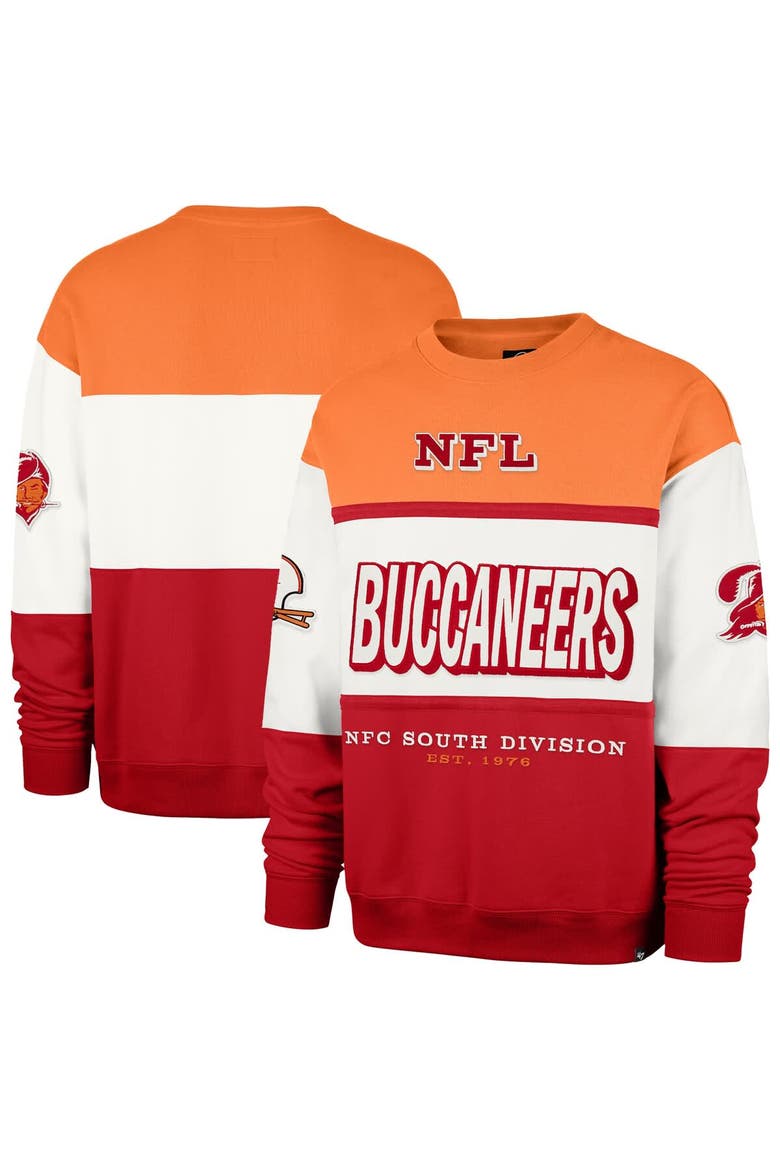 Men's '47  Orange/Red Tampa Bay Buccaneers Throwback Breeze Maximalist Sweatshirt, Main, color, Orange