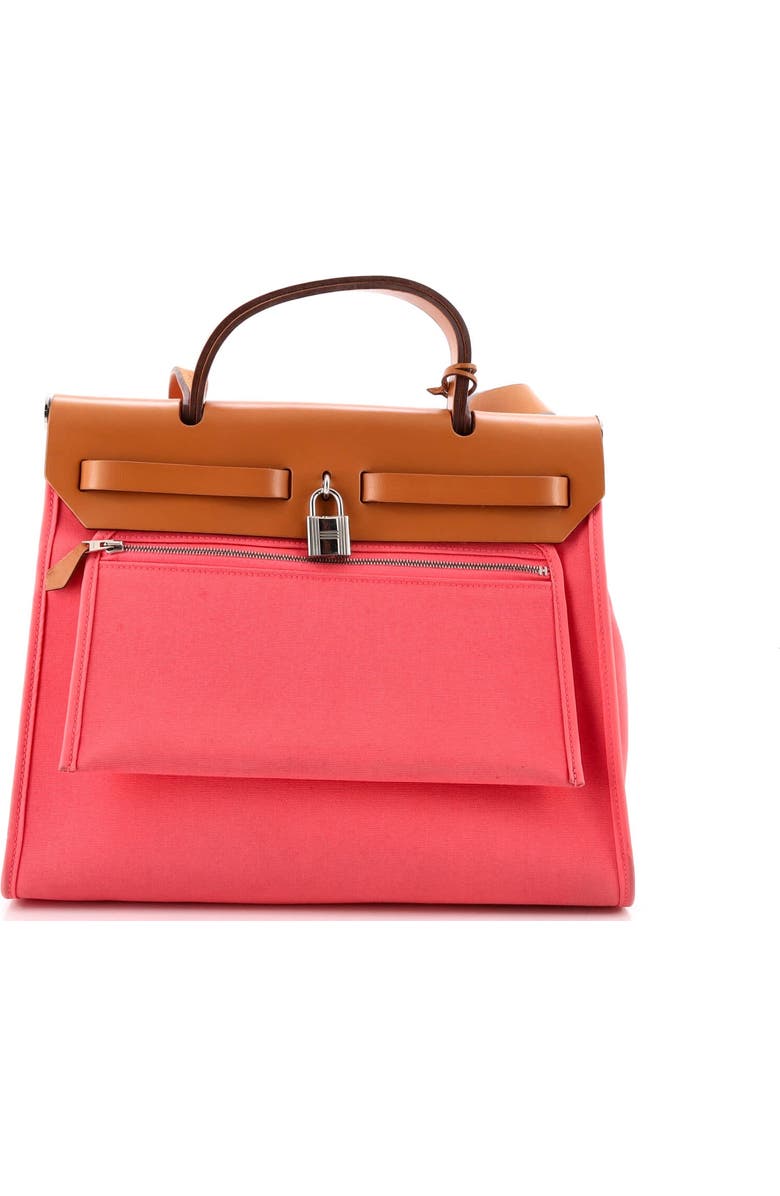 Pre-Owned Hermes Herbag Zip Leather and Toile 31, Alternate, color, Rose Azalee