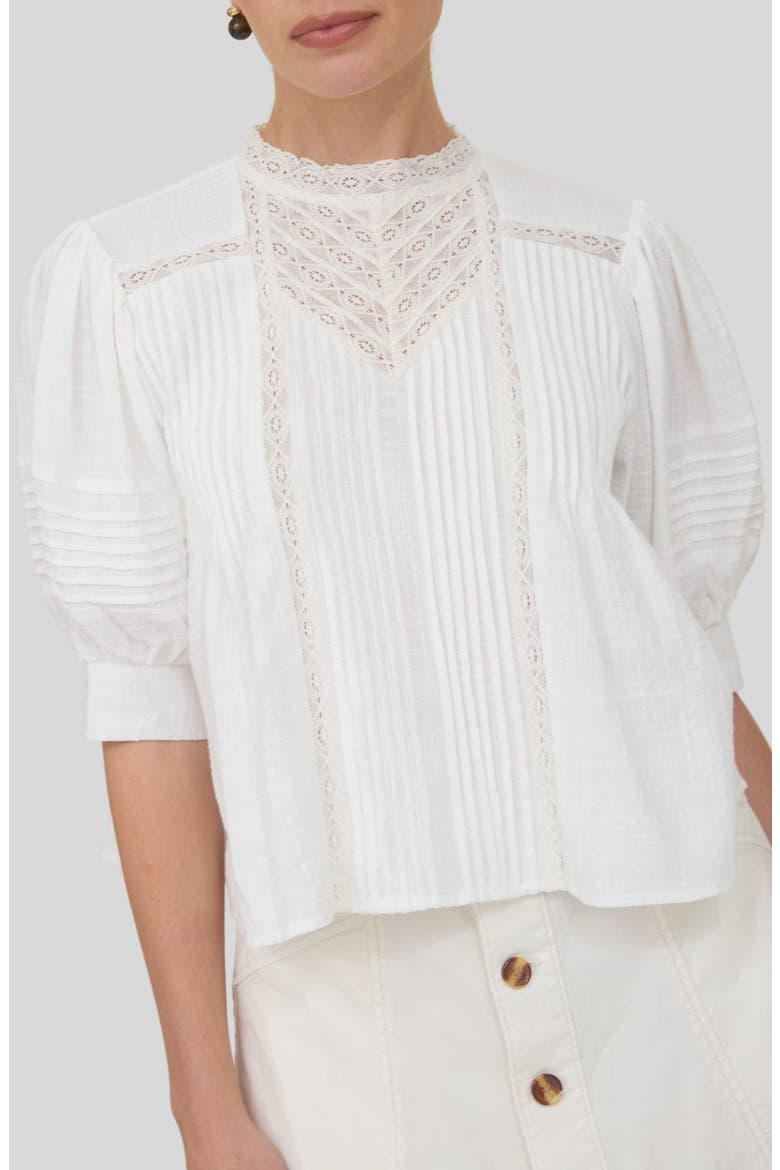 Lace Trim Puff Sleeve Top (Women) | Nordstrom