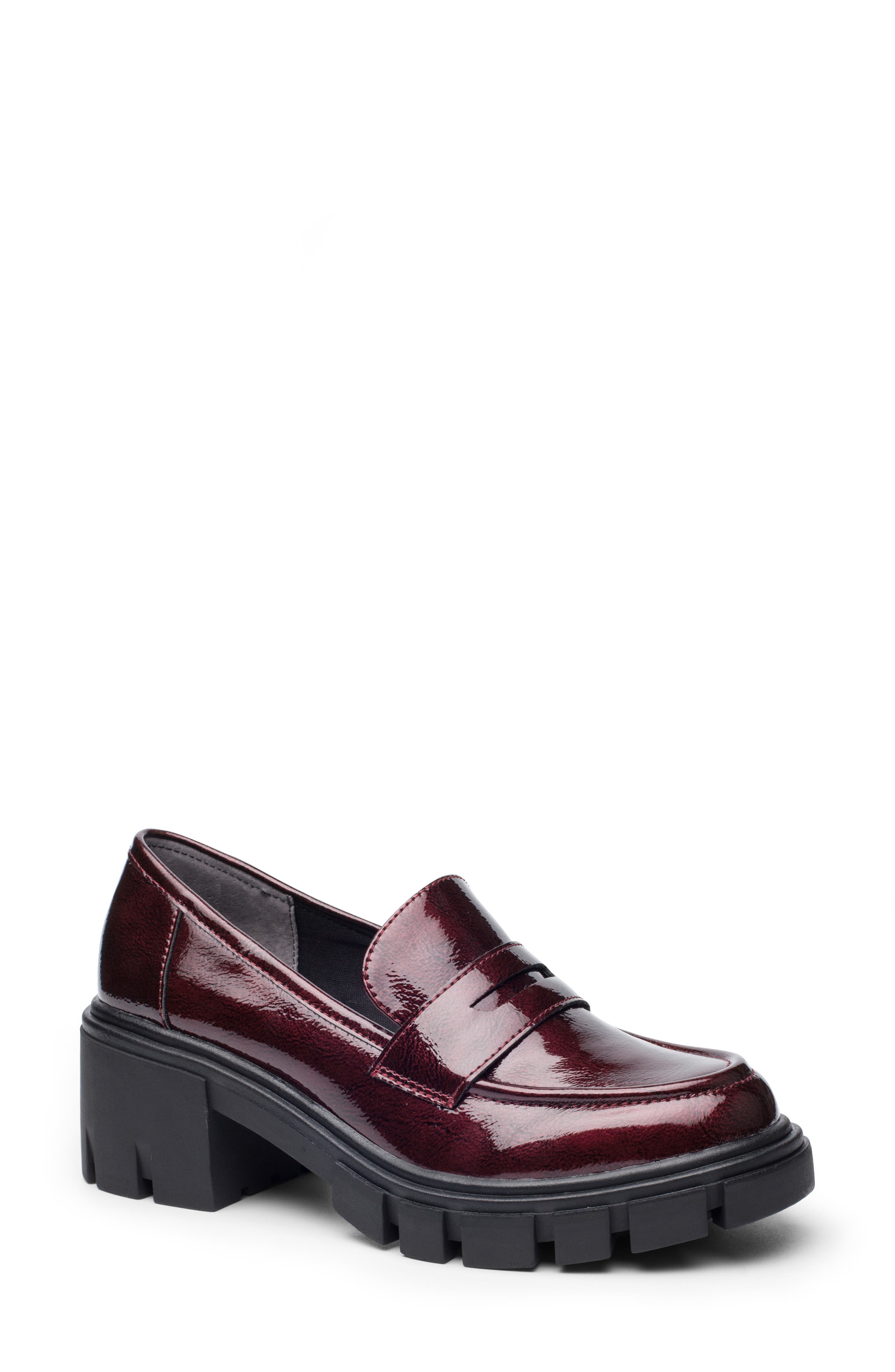Skye Block Heel Loafer, Main, color, BURGUNDY