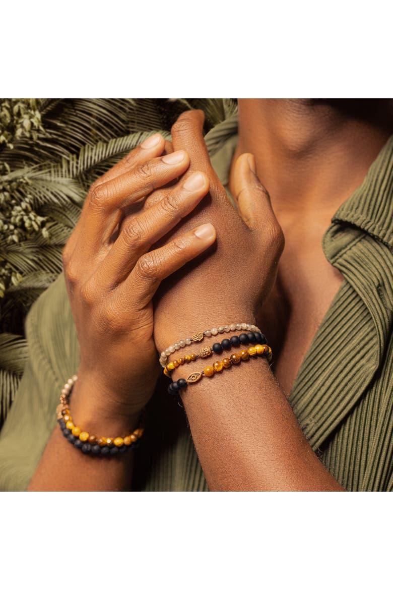 Men's Onyx Tiger’s Eye Labradorite Wrap Beaded Bracelet - Ultimate Prosperity, Alternate, color, Black/brown/light grey