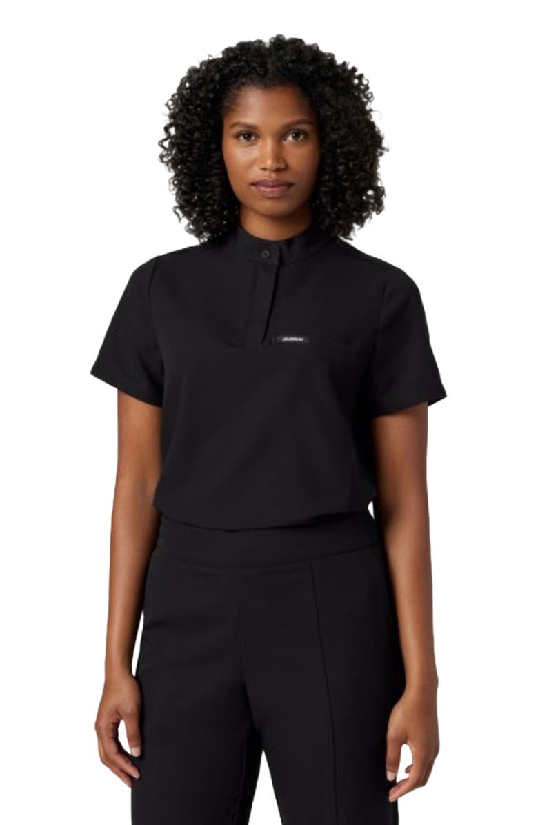 JAANUU Savi Women's 1-Pocket Classic Banded Collar Scrub Top, Main, color, Black