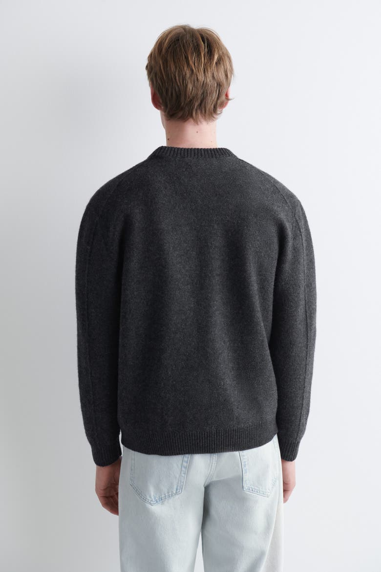 Boiled Merino Wool Crew-Neck Sweater, Alternate, color, CHARCOAL
