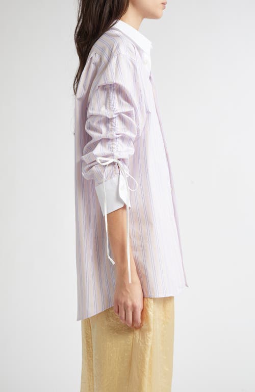 JULIE KEGELS JULIE KEGELS CELESTE REVERSED STRIPE COTTON POPLIN BUTTON-UP SHIRT 