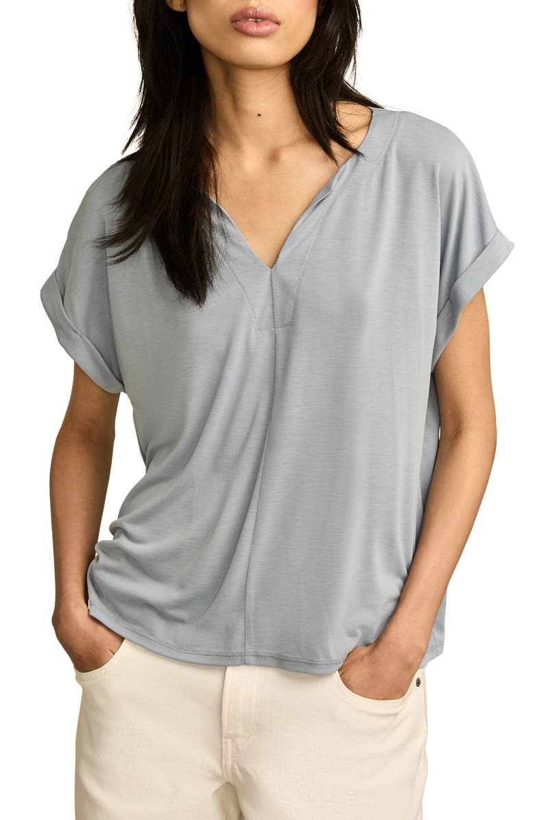 Lucky Brand Sandwashed Notch Neck T-Shirt, Main, color, Tempest