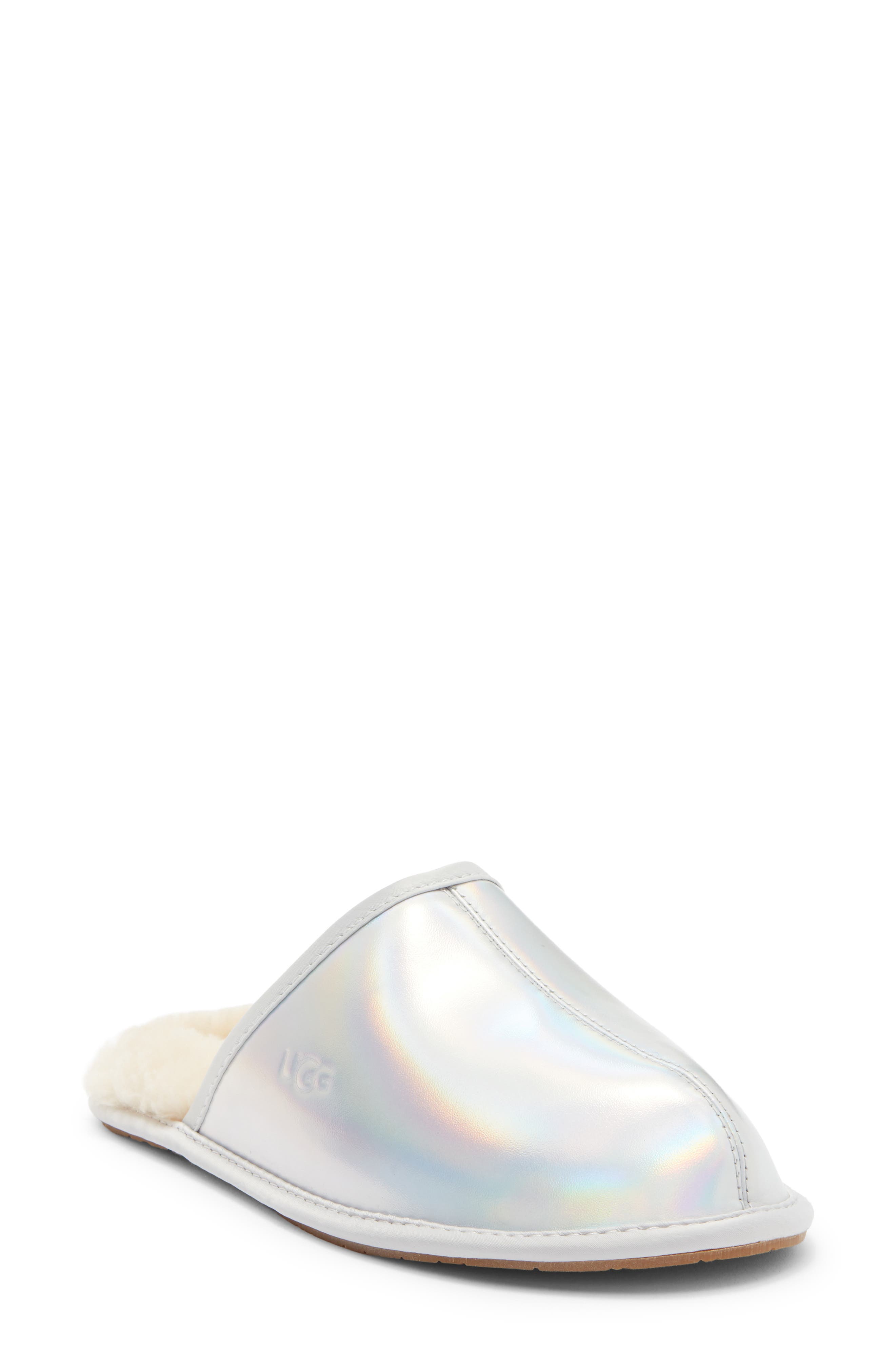Pearle Iridescent Scuff Slipper, Main, color, GLACIER GREY