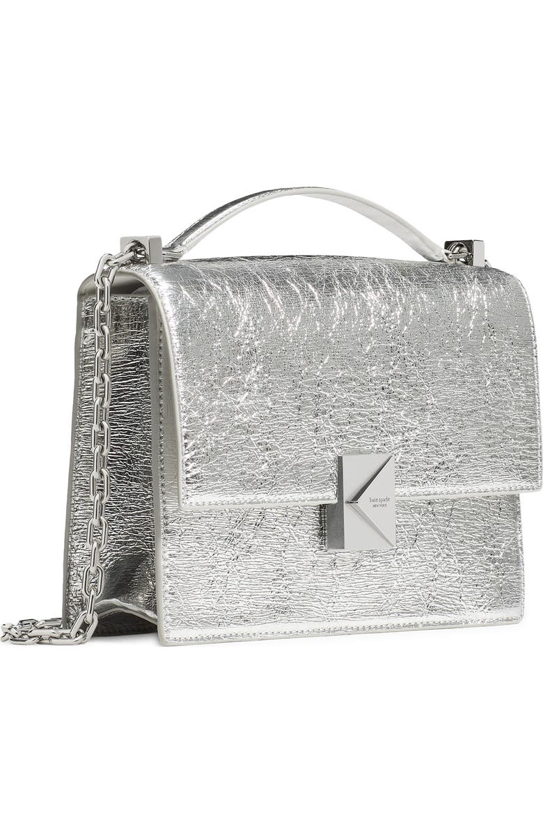 Kate Spade New York deco crinkle metallic leather convertible crossbody bag, Alternate, color,