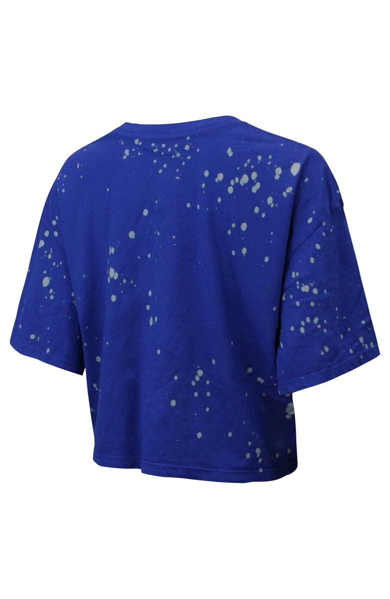 Majestic Threads Women's Majestic Threads Royal Denver Broncos Bleach Splatter Notch Neck Crop T-Shirt, Alternate, color,