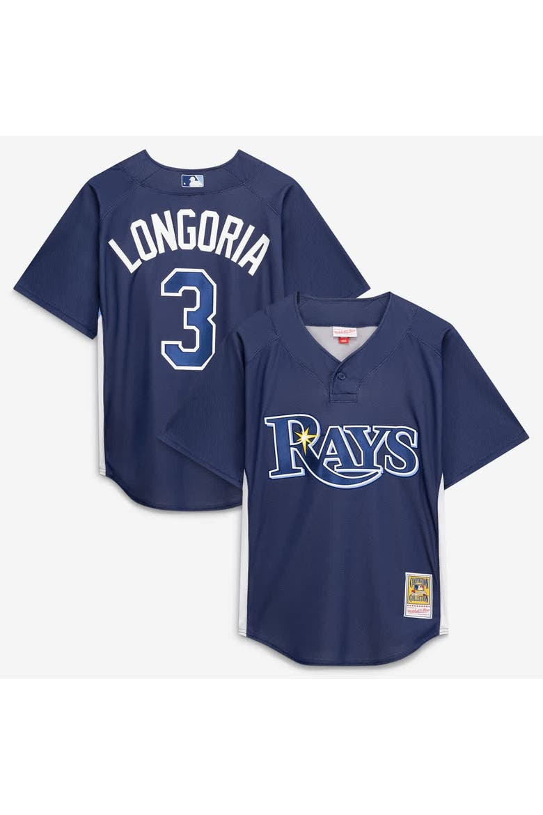 Men's Mitchell & Ness Evan Longoria Navy Tampa Bay Rays Authentic Batting Practice Jersey, Main, color, Navy