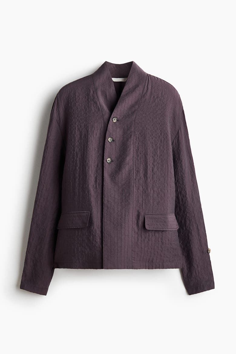 Textured-Weave Button-Detail Shirt, Alternate, color, Dark purple