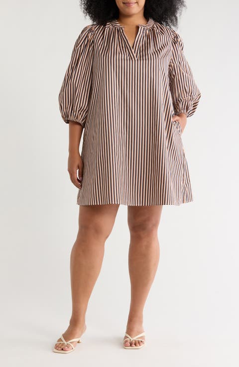 Victoria Split Neck Shift Minidress