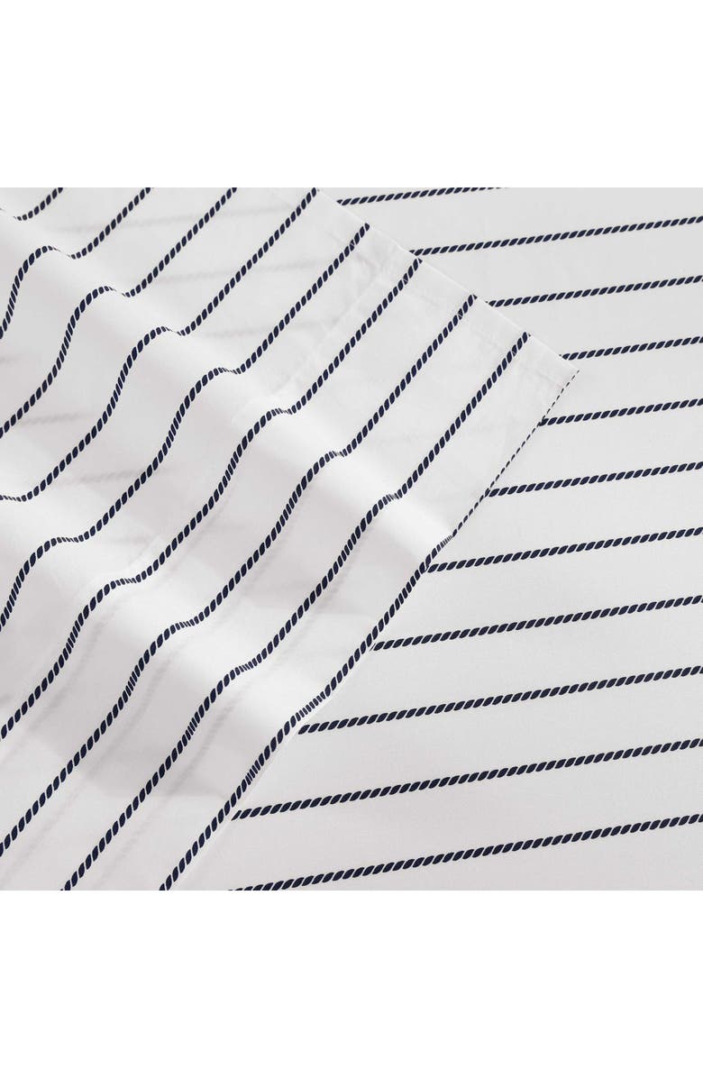 Tommy Hilfiger Rope Stripe Cotton Percale Sheet Set, Alternate, color, Dark Blue