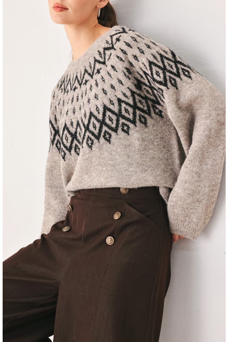 Fair Isle Crewneck Sweater, Alternate, color, TAUPE