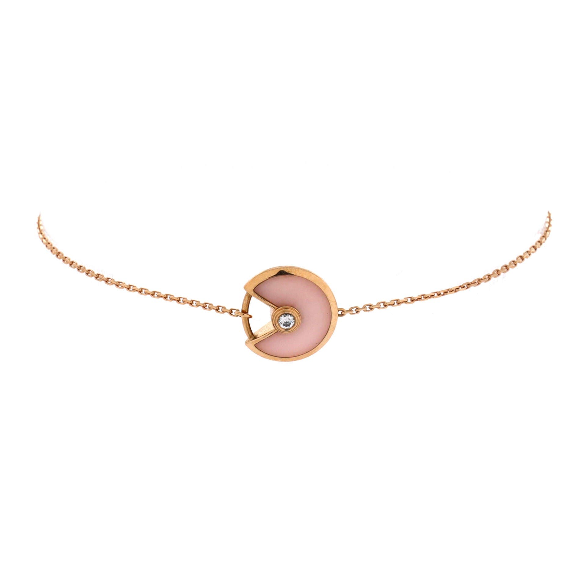 Amulette de Cartier Bracelet 18K Rose Gold with Diamond and Pink Opal XS, Main, color, Metallic Gold