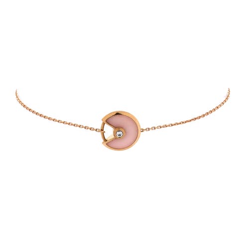 Amulette de Cartier Bracelet 18K Rose Gold with Diamond and Pink Opal XS