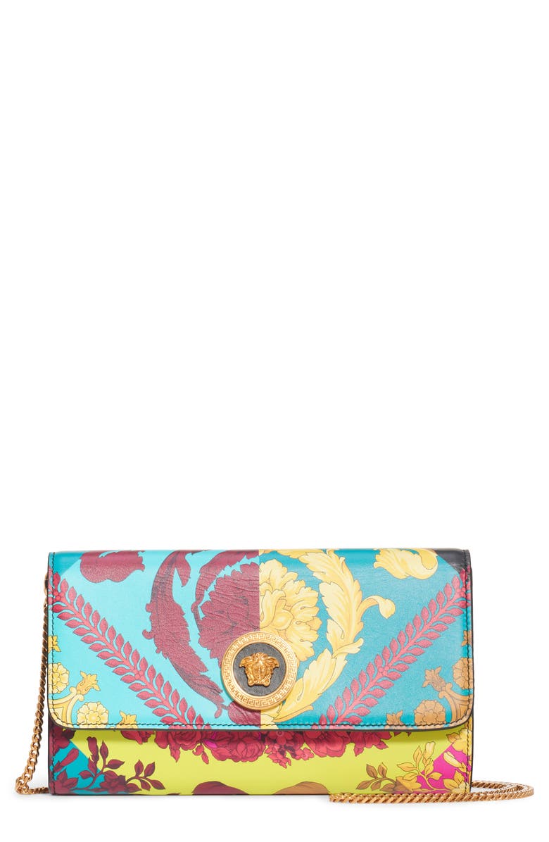 Versace First Line Voyage Barocco Print Wallet on a Chain, Main, color,