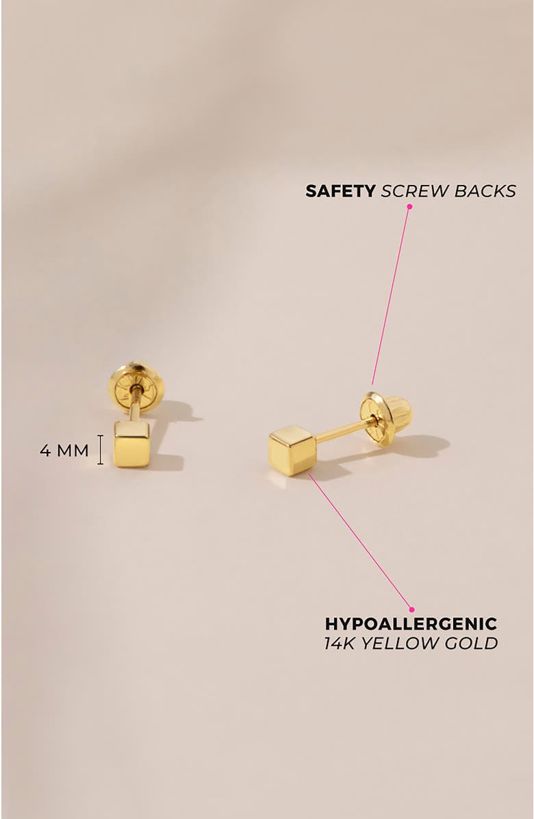In Season Jewelry 14k Tiny Cubed Earrings, Alternate, color, Gold