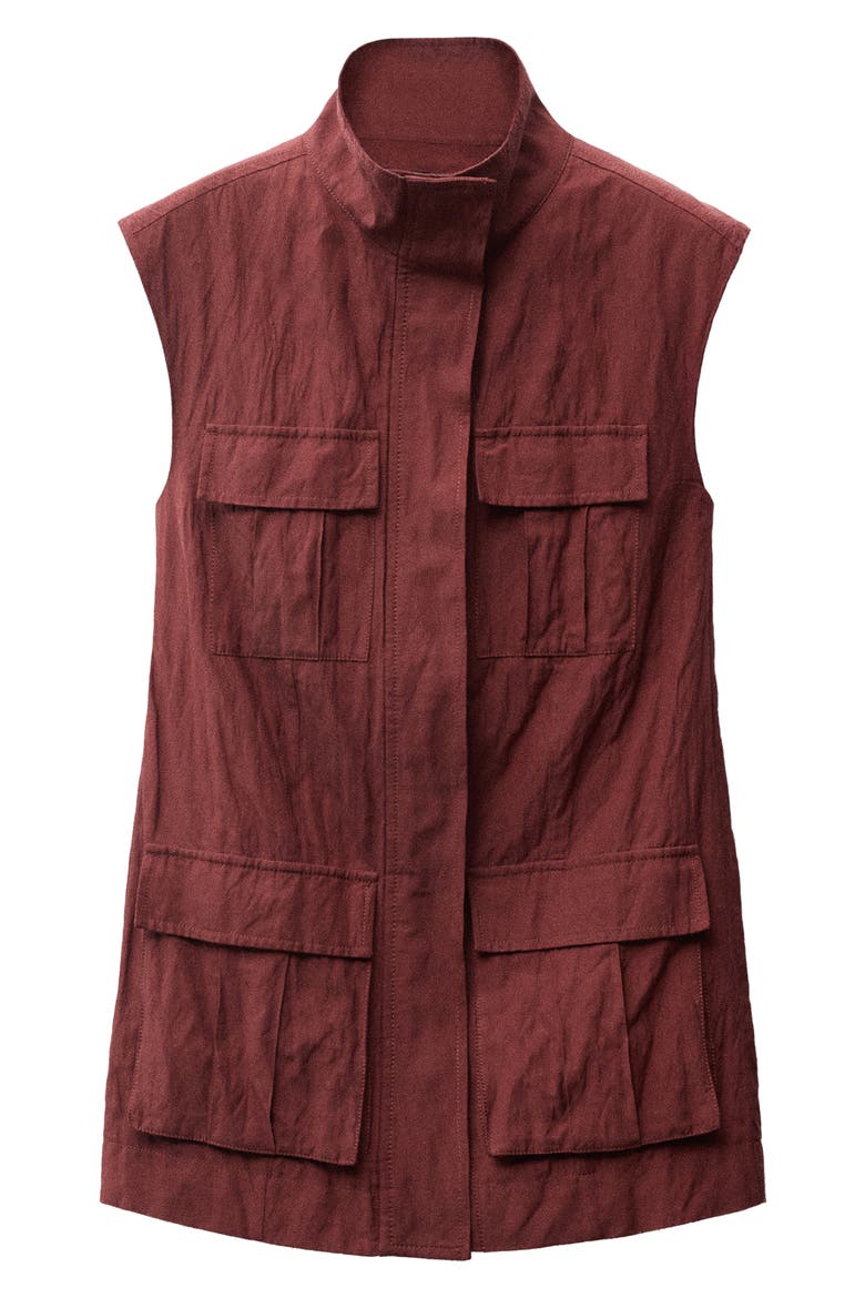 Wrinkle Effect Longline Vest, Alternate, color, WINE