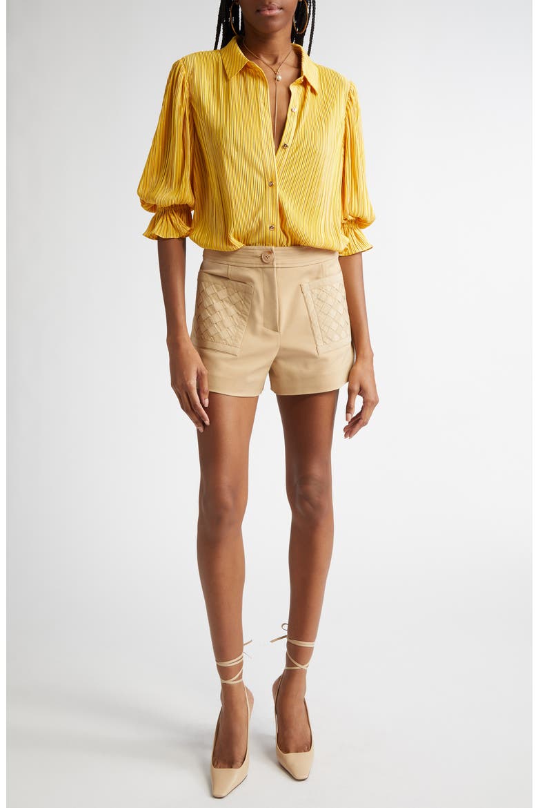 Dina Pleated Bodysuit, Alternate, color, DAISY YELLOW PLEATED