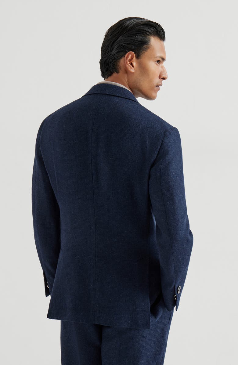 Brunello Cucinelli Hopsack deconstructed blazer, Alternate, color, Navy Blue