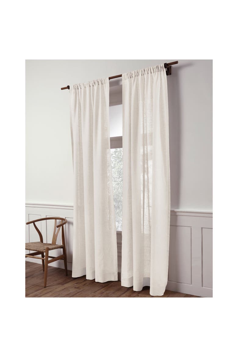 Linen Sheer Curtain with Rod Pocket  - 1 Panel., Alternate, color, Ivory