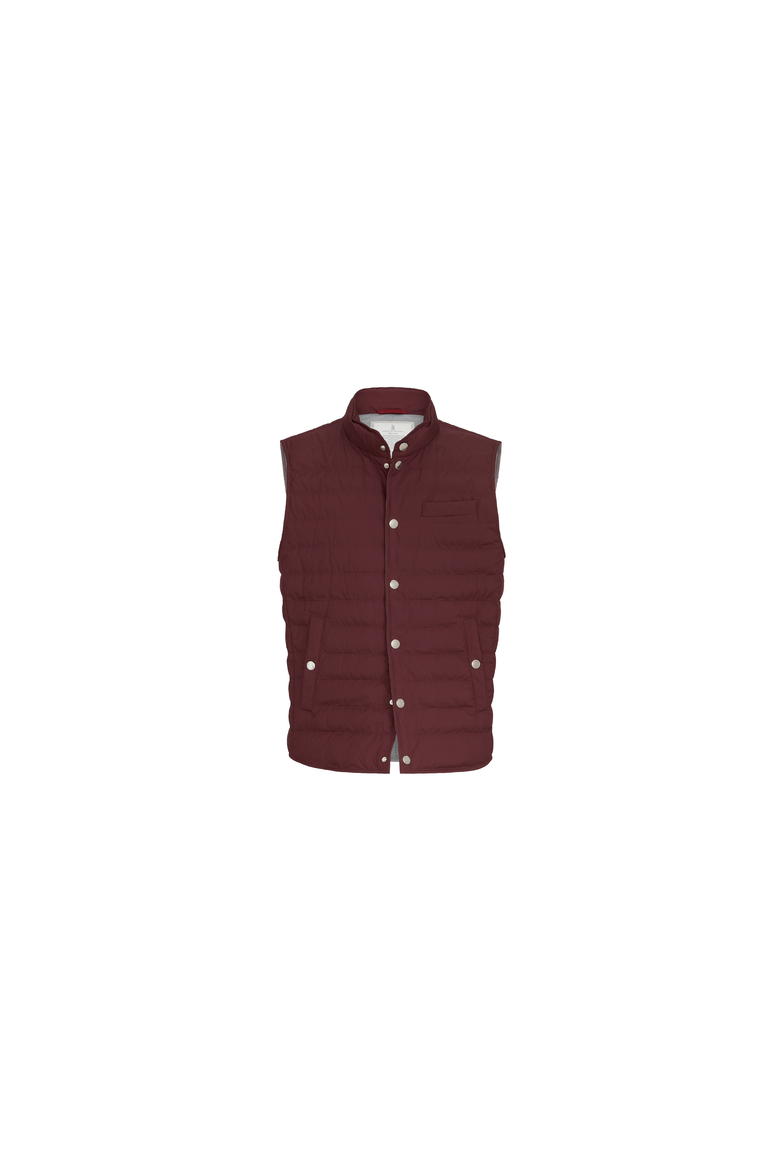 Lightweight techno fabric down vest, Alternate, color, Burgundy