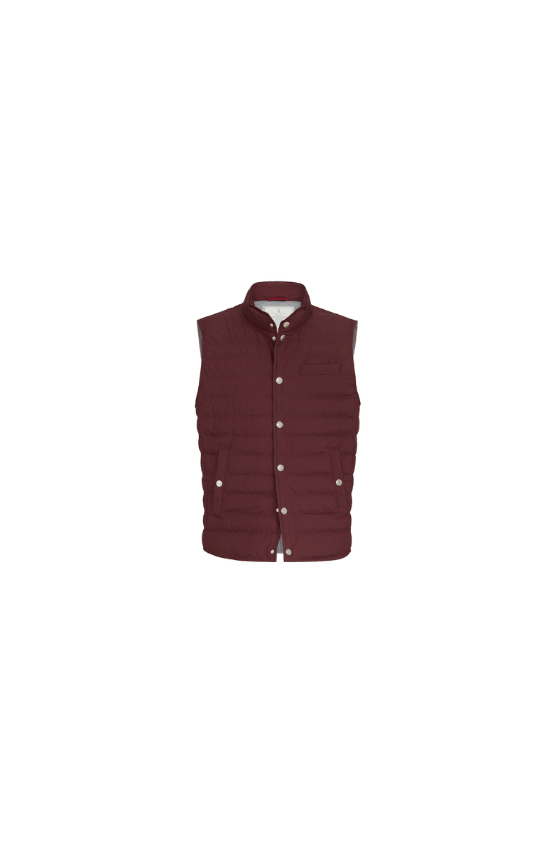 Brunello Cucinelli Lightweight techno fabric down vest, Alternate, color, Burgundy