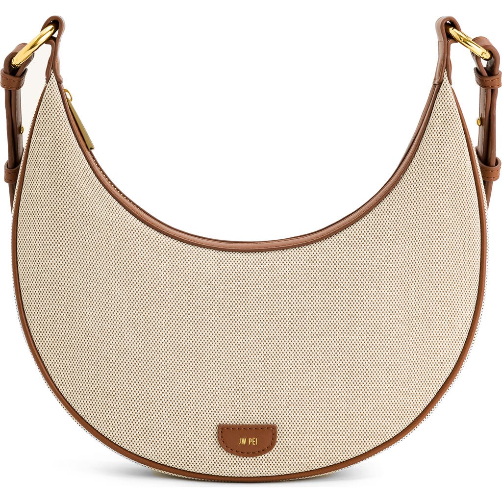 Jw Pei Carly Canvas Saddle Shoulder Bag In Beige