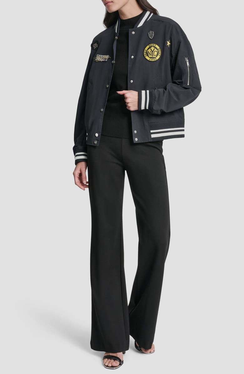 DKNY 1989 Pins & Patches Varsity Jacket, Alternate, color, Navy