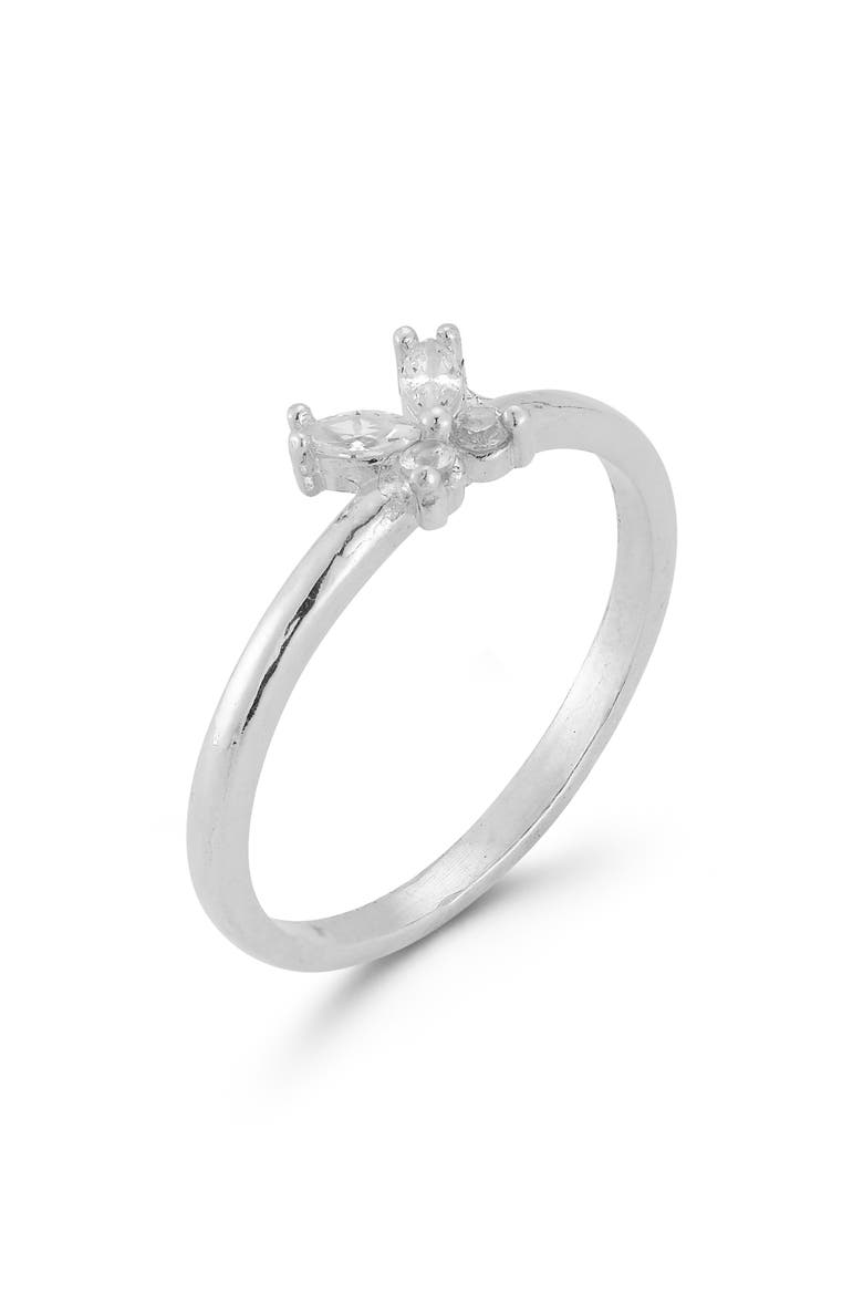 Cubic Zirconia Butterfly Ring, Main, color, SILVER