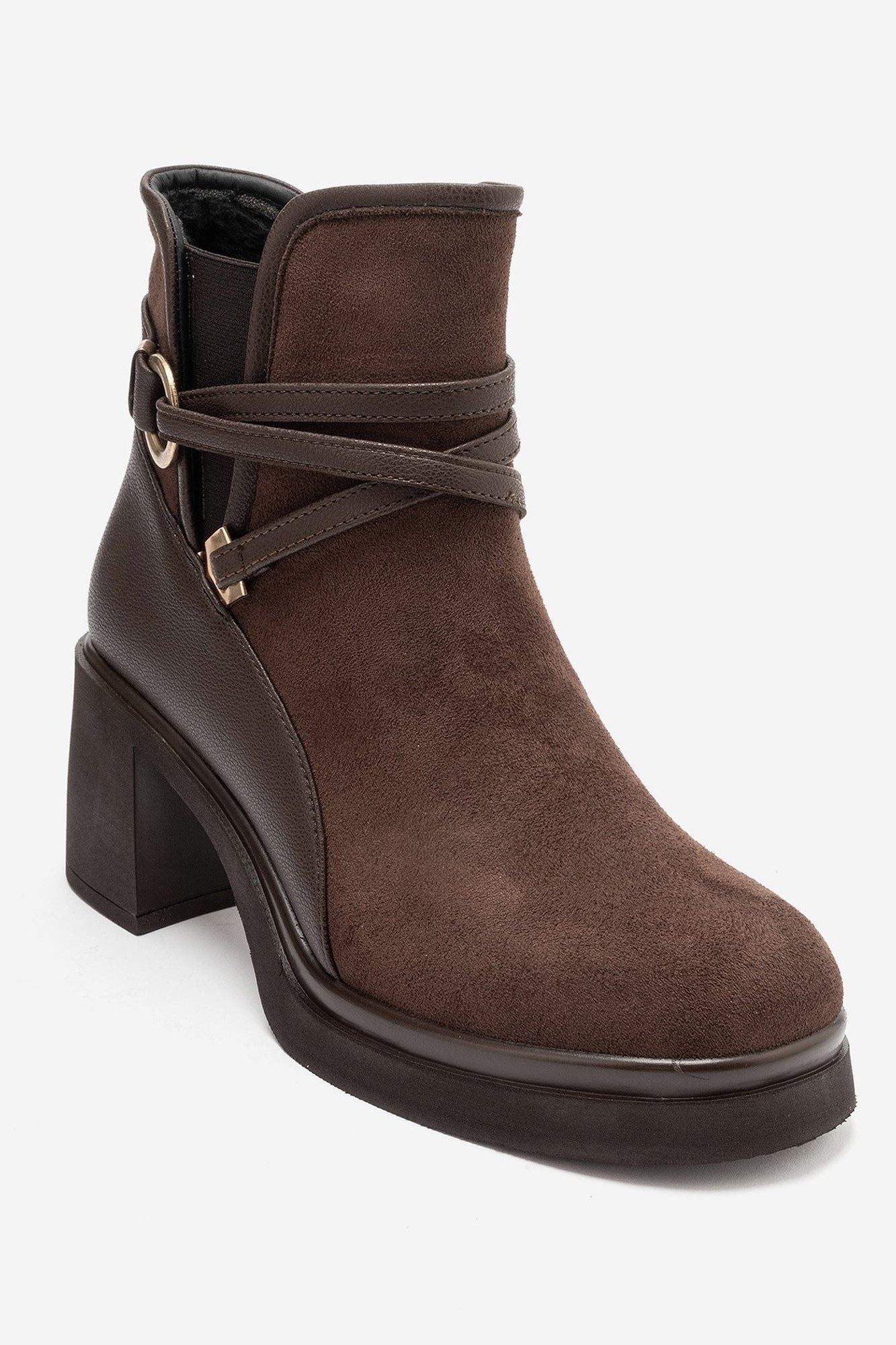 Venice Belted Block Heel Boot, Main, color, Brown Suede