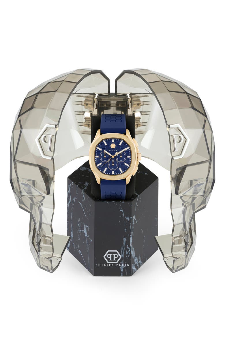 PHILIPP PLEIN Spectre Chronograph Silicone Strap Watch, 44mm, Alternate, color, 