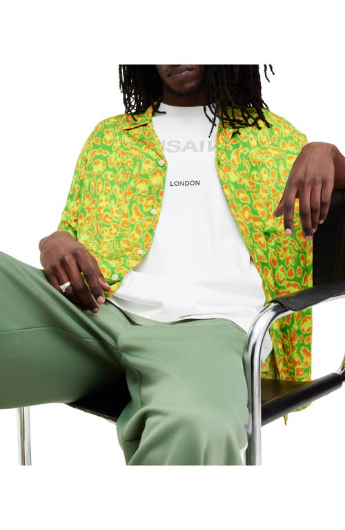 Allsaints Leopaz Animal Print Relaxed Fit Shirt In Lizard Green