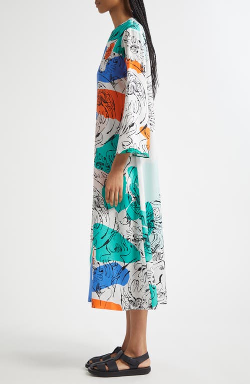 Marimekko Fluidi Blombom Long Sleeve Dress In Multi