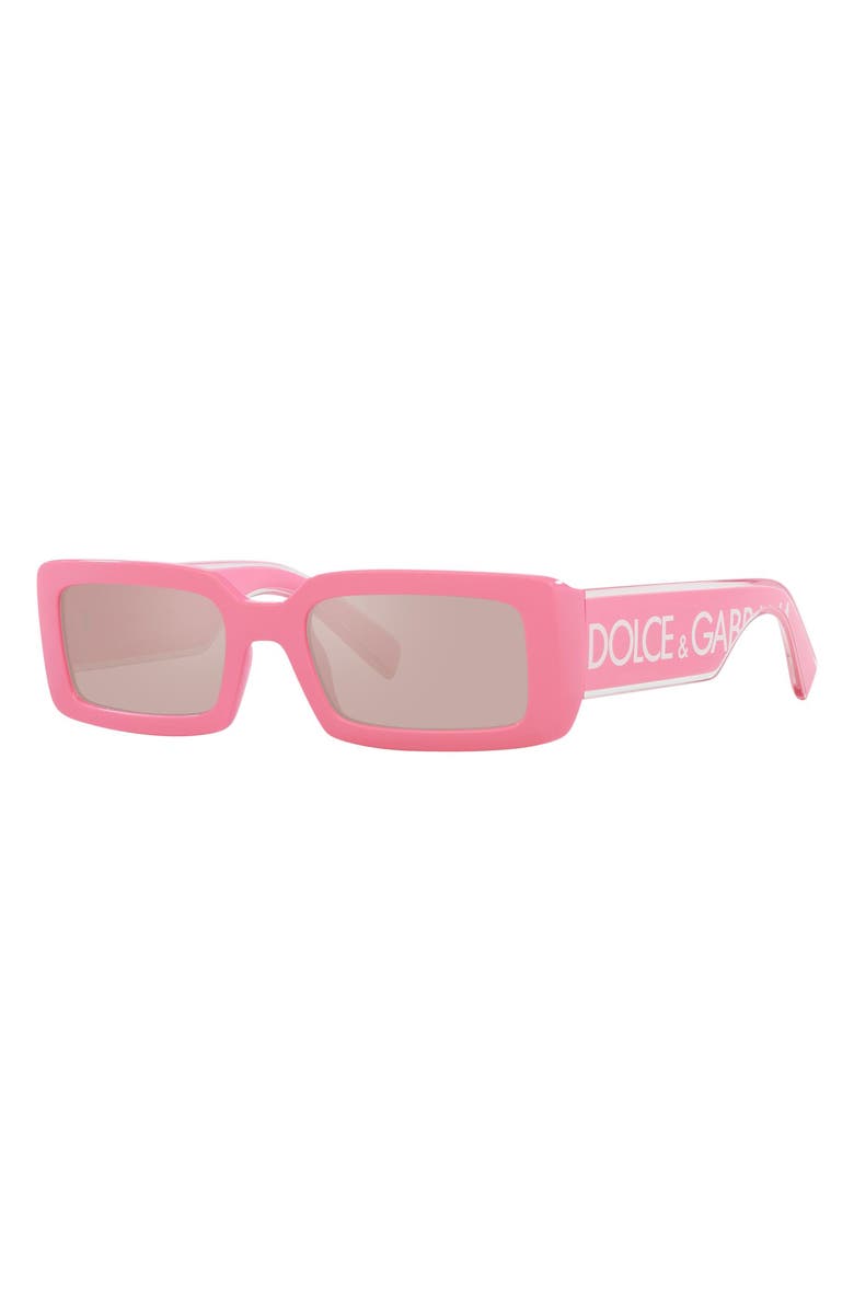 Dolce&Gabbana 53mm Rectangular Sunglasses, Alternate, color, Pink