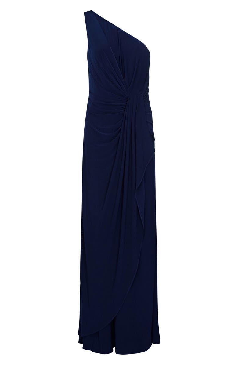Adrianna Papell One-Shoulder Jersey Gown, Alternate, color, Midnight