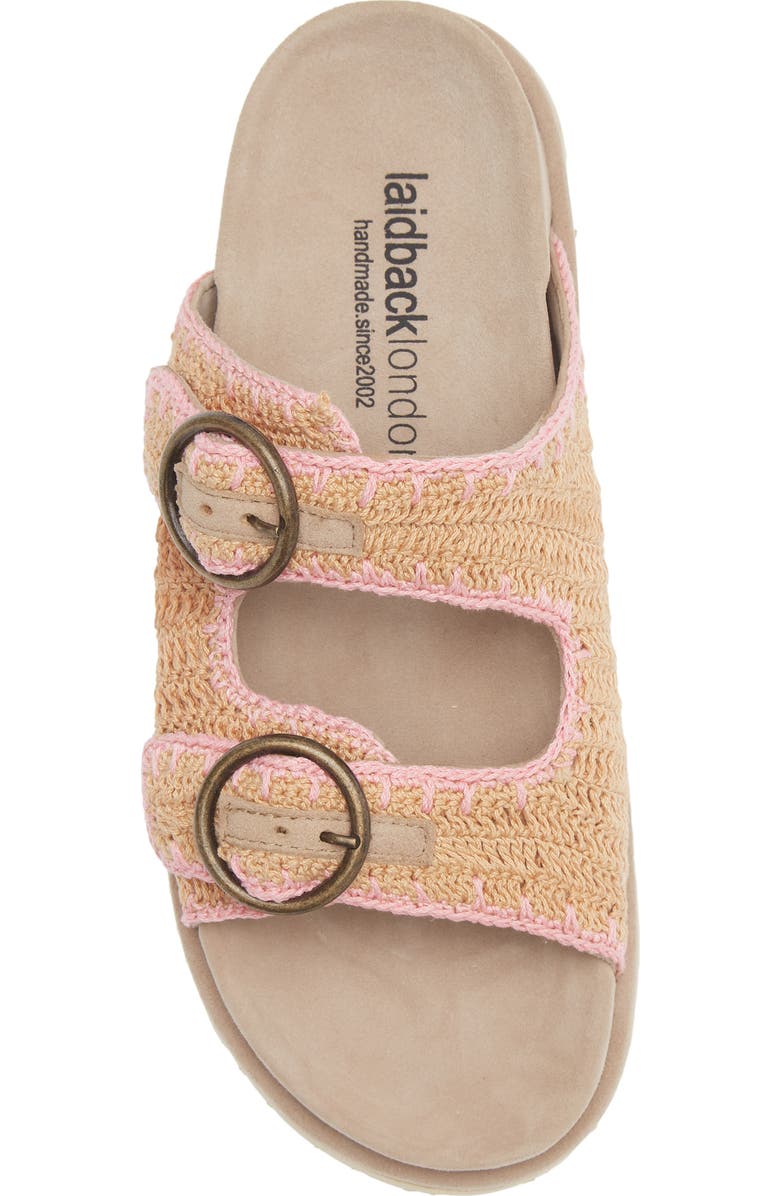 Laidback London Clay Crochet Buckle Strap Slide Sandal, Alternate, color, Beige / Baby Pink