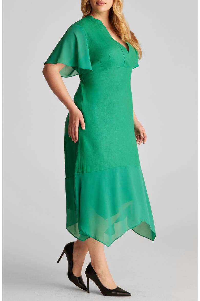 Claudia Linen Blend A-Line Dress, Alternate, color, GREEN