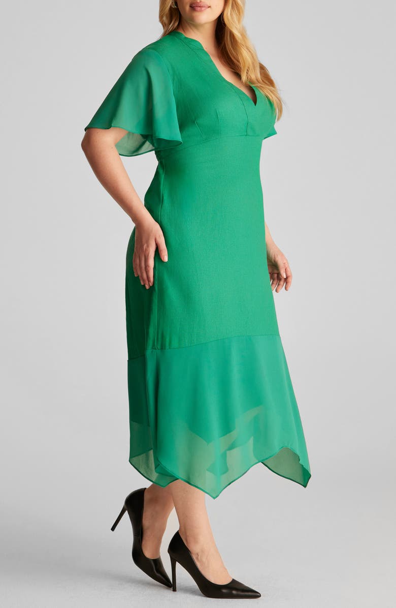 Estelle Claudia Linen Blend A-Line Dress, Alternate, color, Green