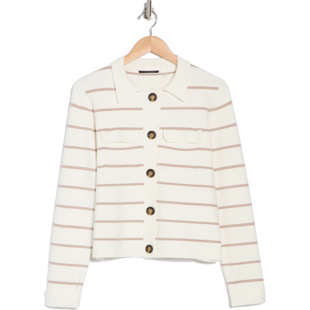 T TAHARI T TAHARI COLLAR BUTTON FRONT CARDIGAN