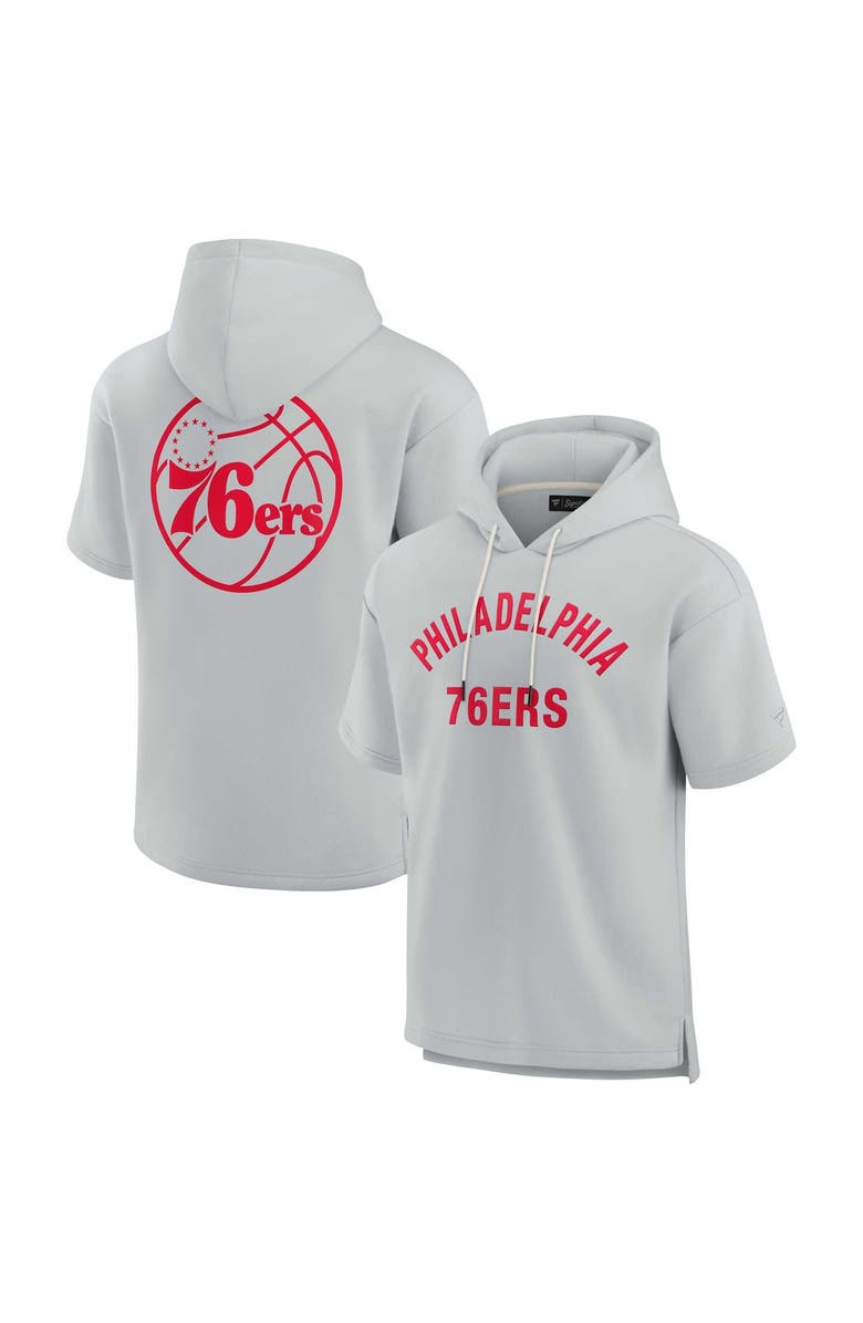 Fanatics Signature Unisex Fanatics Gray Philadelphia 76ers Elements Super Soft Fleece Short Sleeve Pullover Hoodie, Alternate, color, Gray