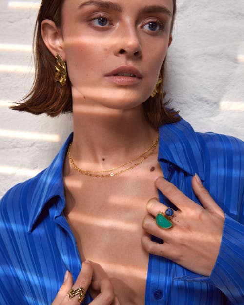 Ottoman Hands Avery Lapis And Aqua Chalcedony Cocktail Ring In Multi