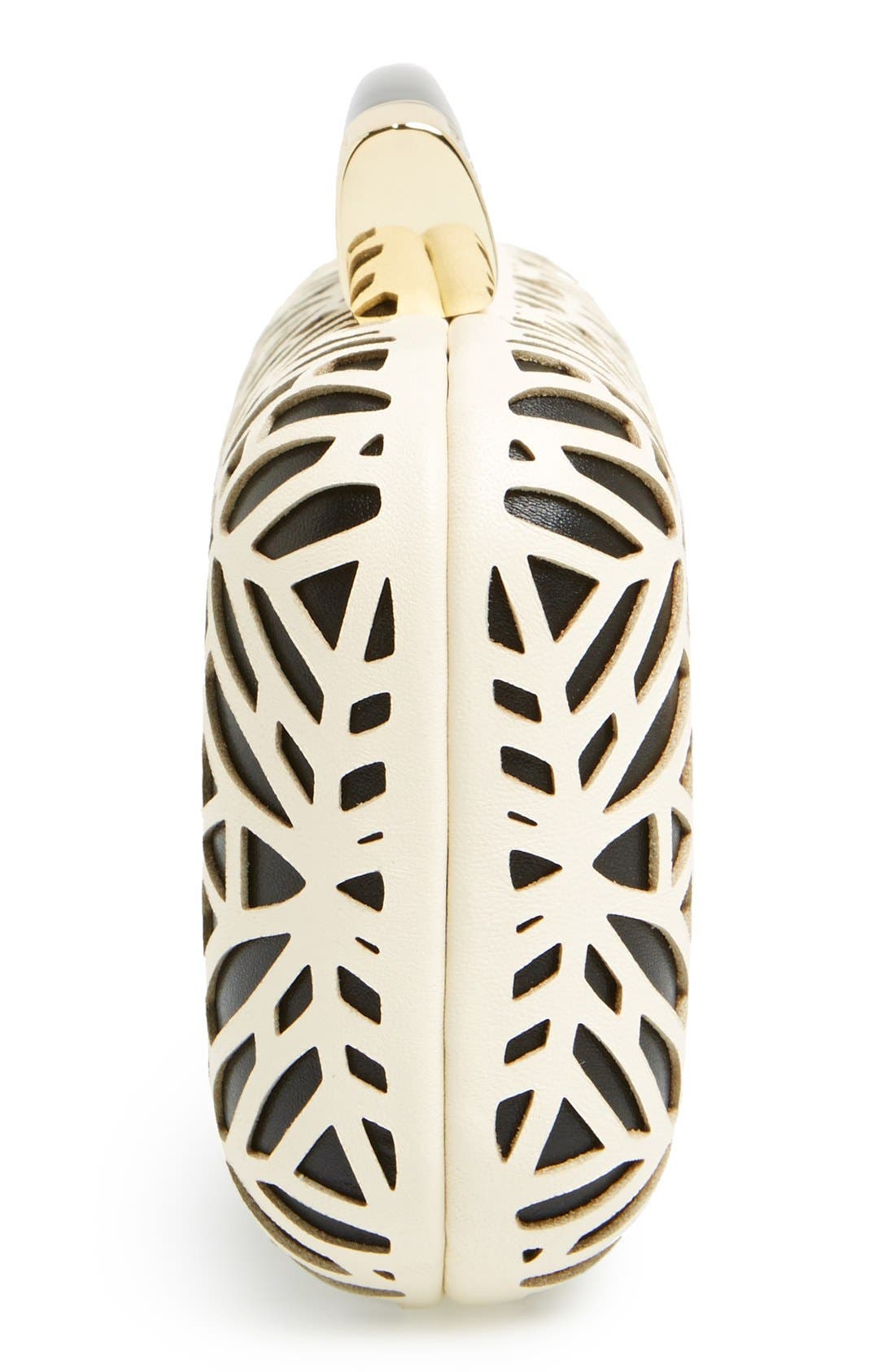 'Horn' Clutch, Alternate, color, BLACK/ IVORY
