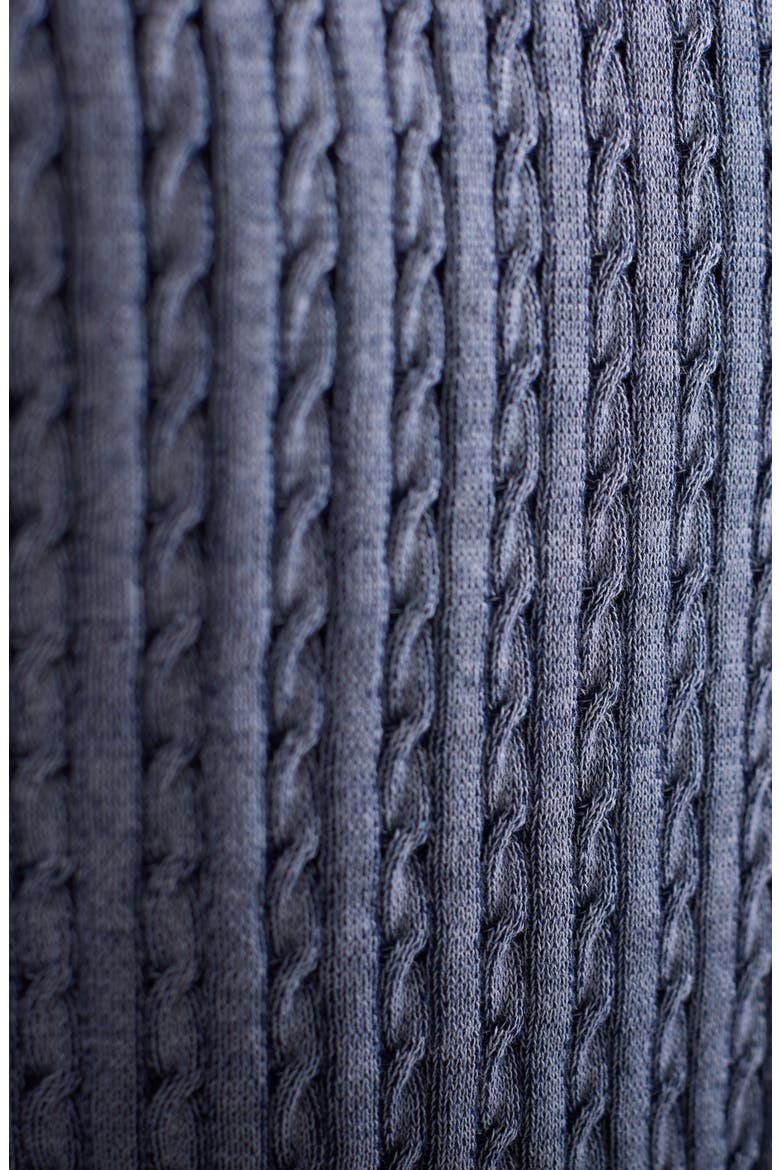 Cable Stitch Cotton Blend Polo Sweater, Alternate, color, NAVY