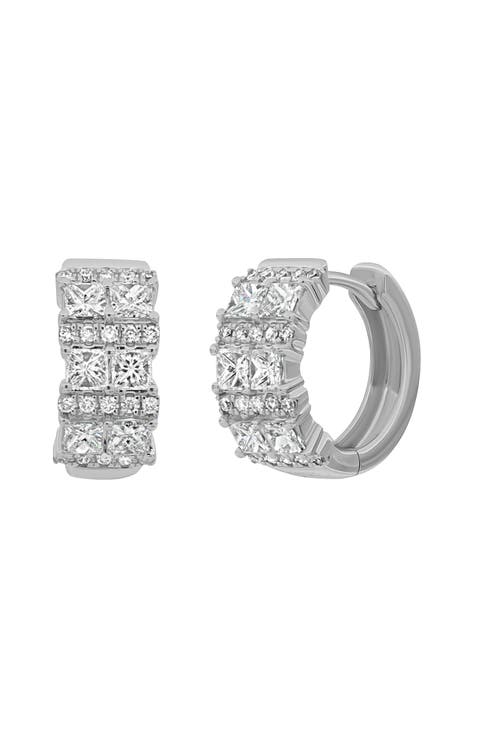 Mika Diamond Wide Huggie Hoop Earrings